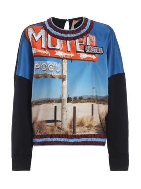 NWT No˚21 Motel Satin & Cotton Graphic Sweatshirt in size 44 (M-L)